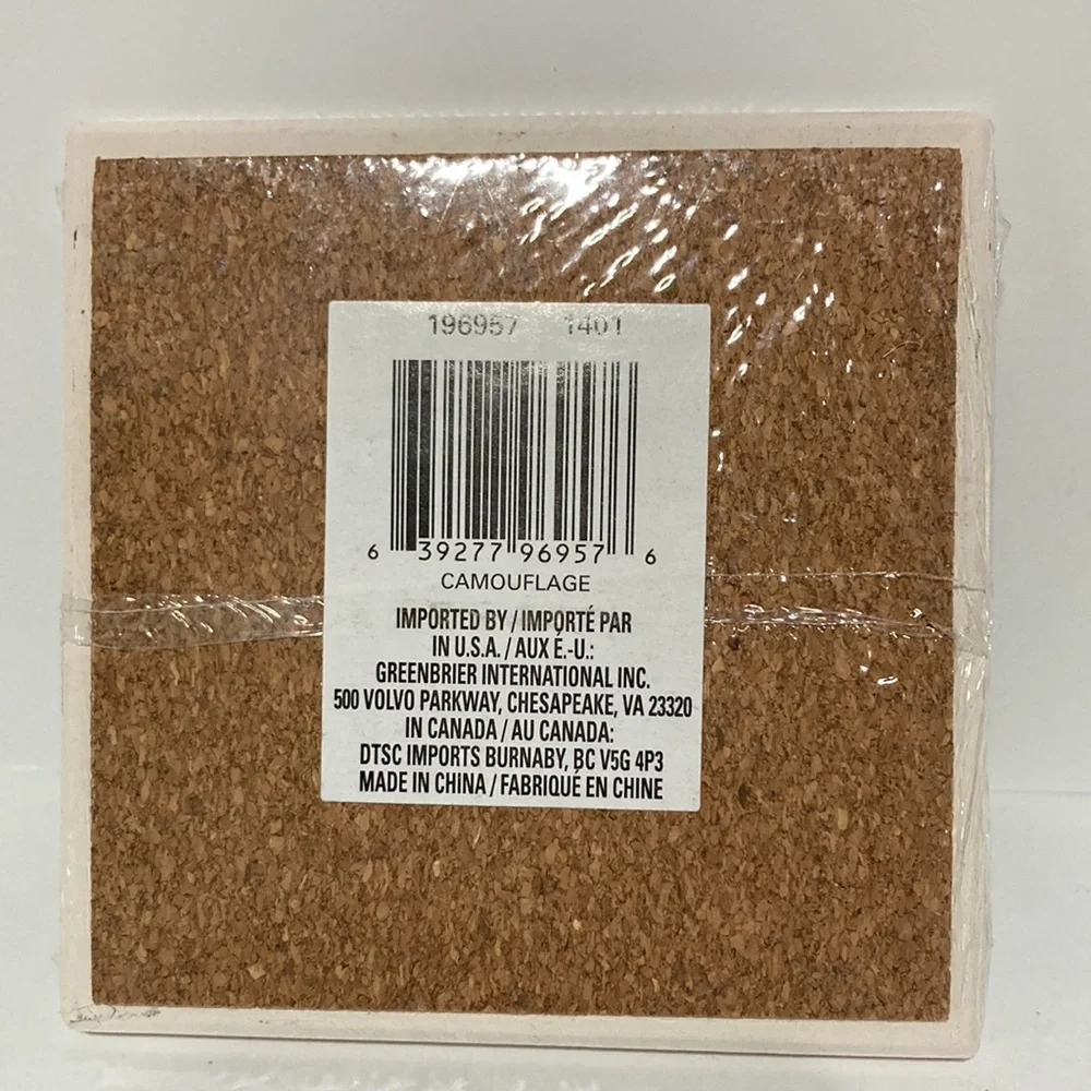 Camouflage Hunting Military Drink Coasters Absorbent Cork Backed Set of 4